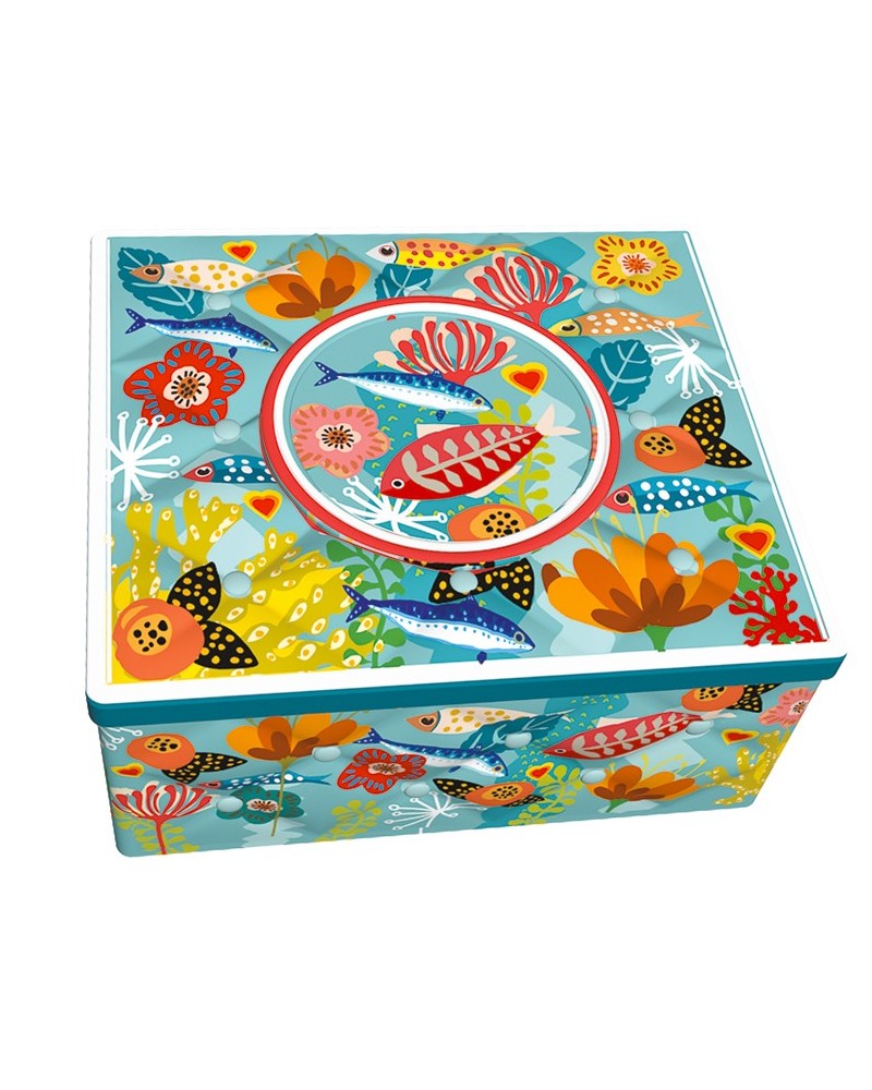 Boite kapiton rectangle Poissons Fleurs