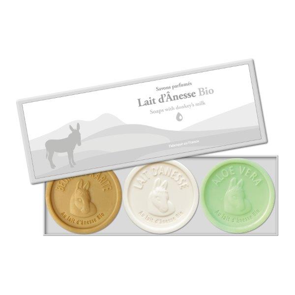 Coffret 3 savons ronds 100g - Lait d'ânesse