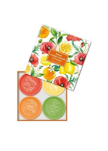 Coffret 4 savons 25g - Coquelicot Citron Verveine Fleur d'oranger