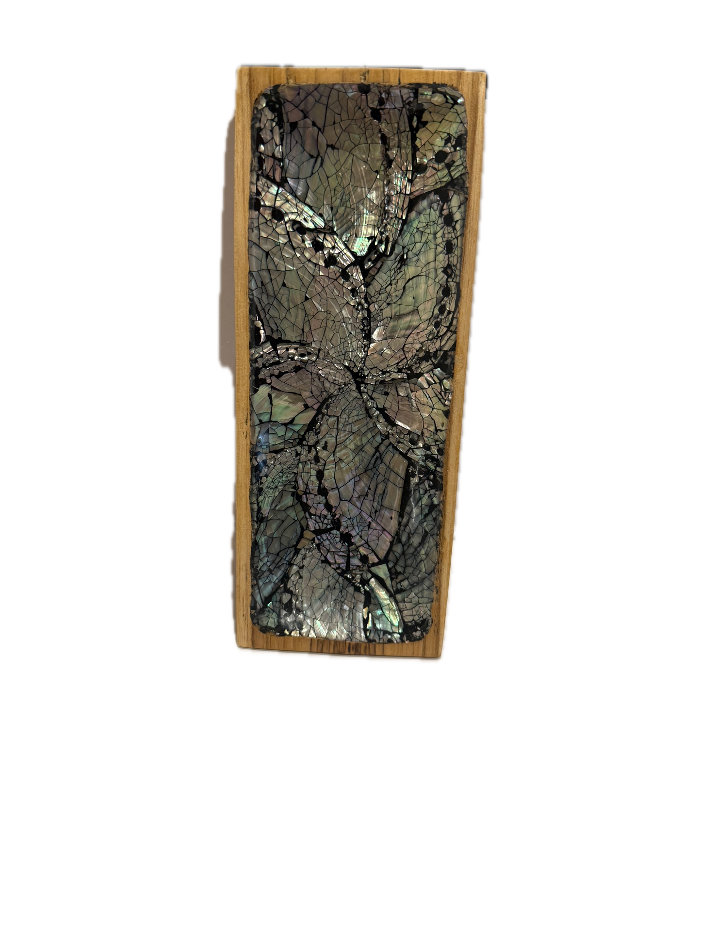 Plat rectangulaire en teck & nacre