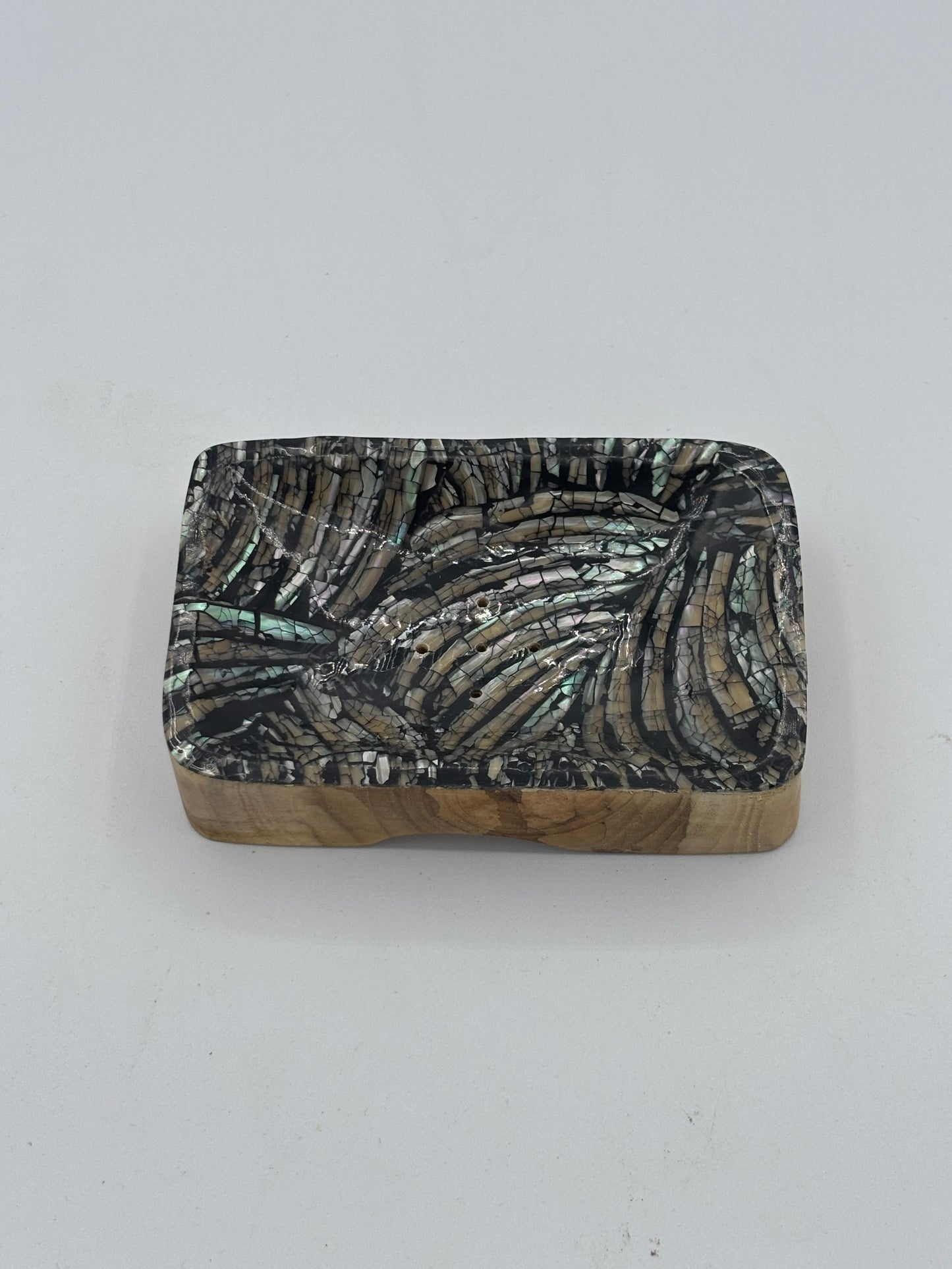 Porte savon rectangle teck nacre