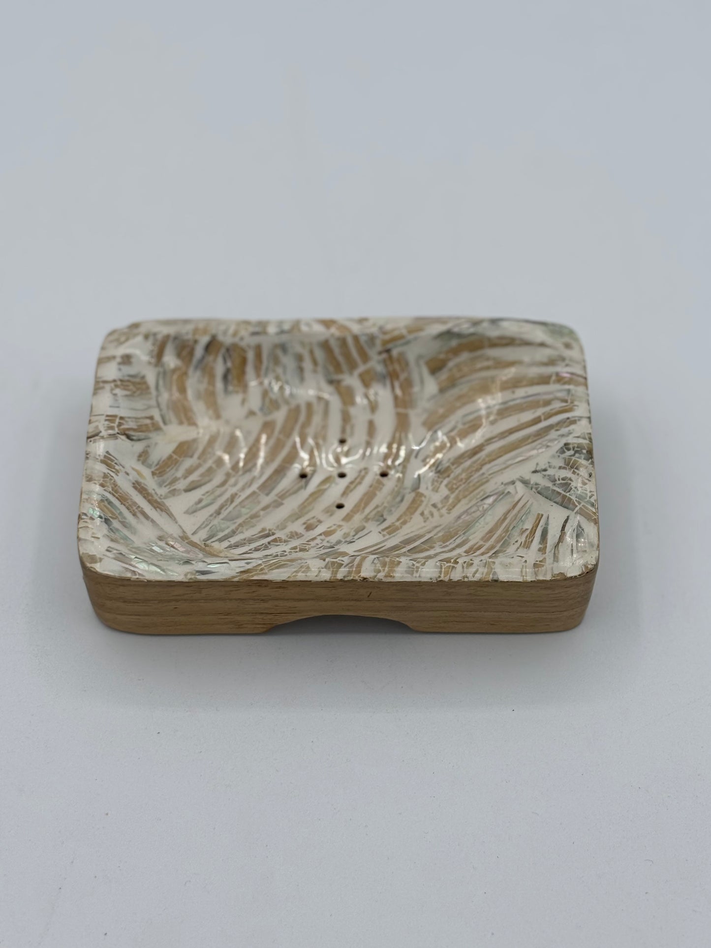 Porte savon rectangle teck nacre