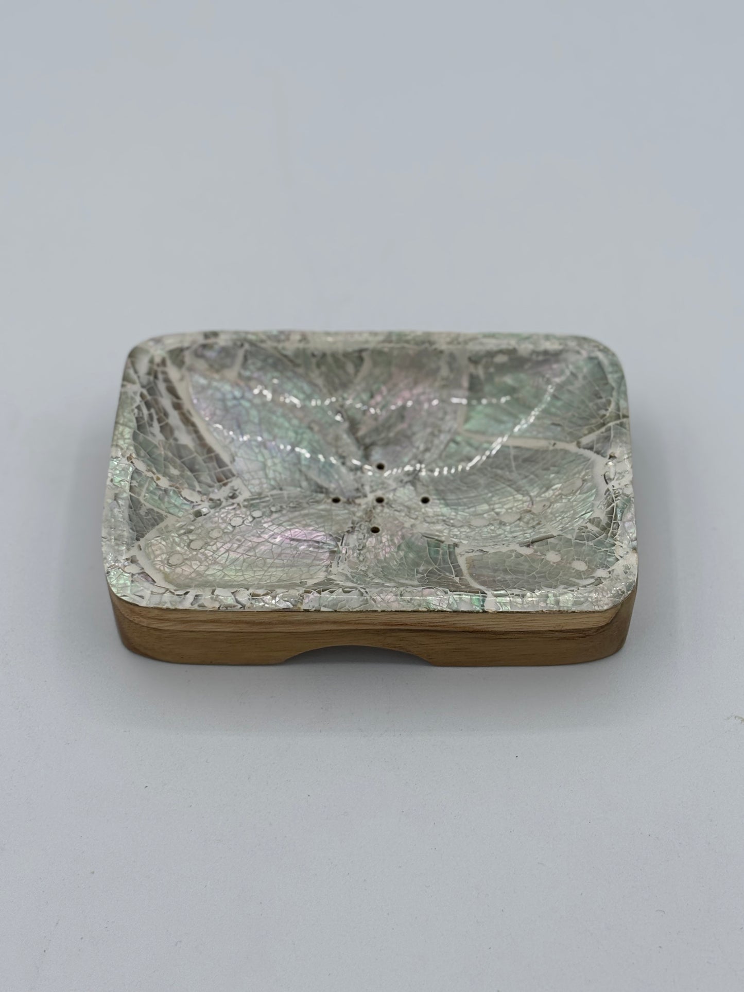 Porte savon rectangle teck nacre