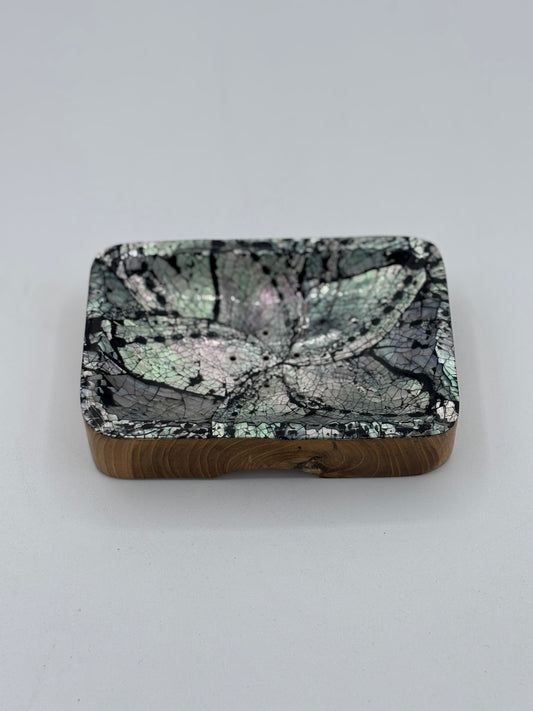 Porte savon rectangle teck nacre