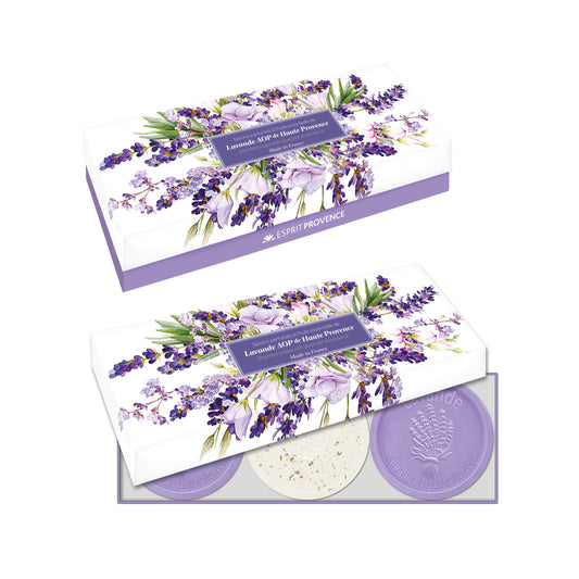 Coffret 3 savons ronds 100g - Lavande et Lavande broyée