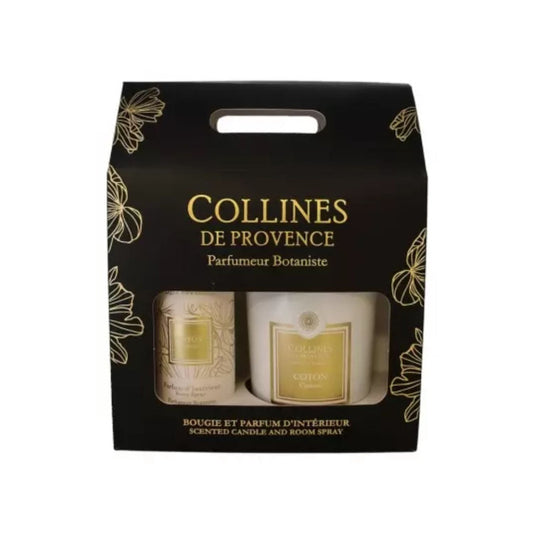 COFFRET BOUGIE 180G+ PARFUM D'AMBIANCE COTON