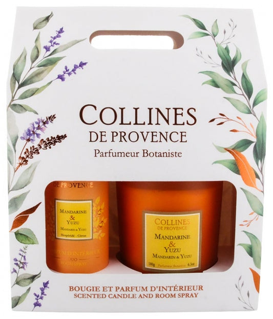 COFFRET BOUGIE 180G+ PARFUM D'AMBIANCE MANDARINE YUZU