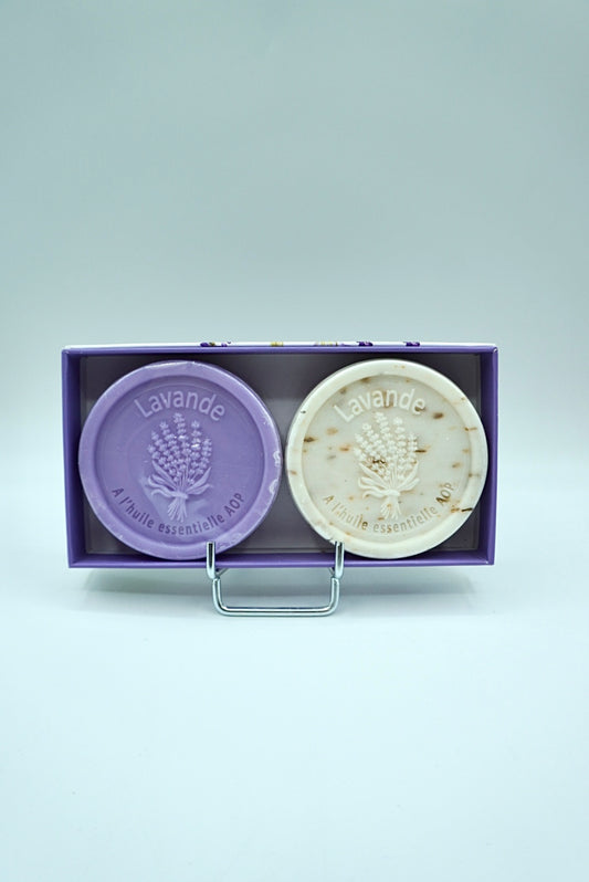 Coffret 2 savons ronds 100g - Lavande et Lavande Broyée