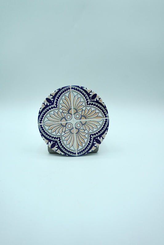 Dessous de Verres Rond Motif Mosaïque et Carreaux de Ciment