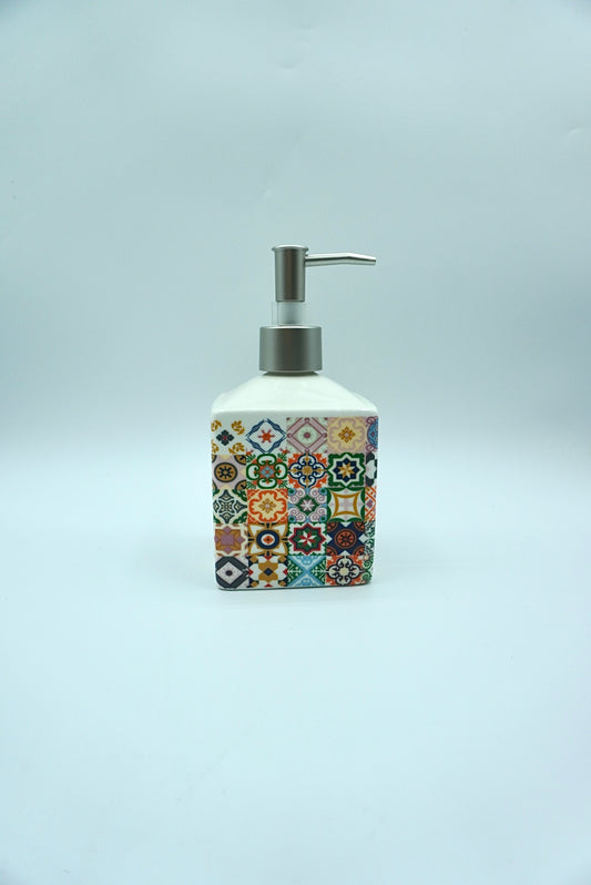 Distributeur à savon carreaux ciment multicolore