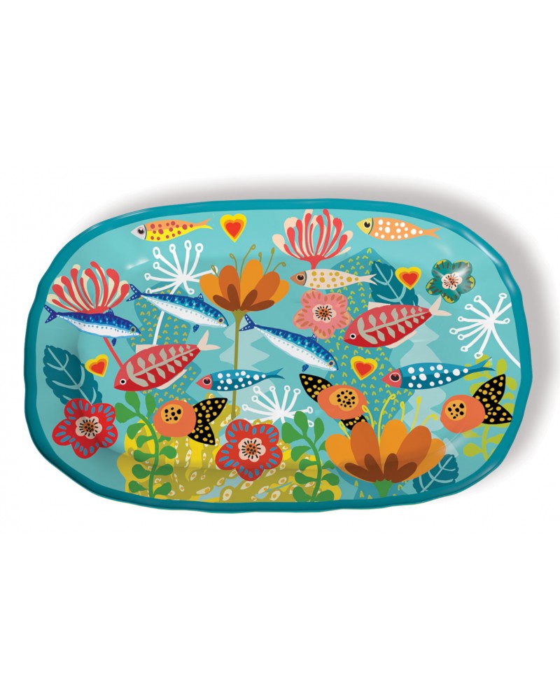 Grand Plat Ovale - POISSONS FLEURS