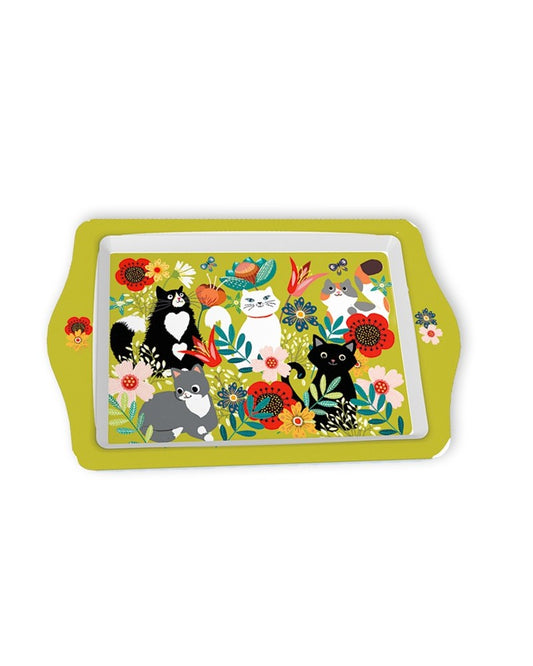 Plateau moyen metal chat fleurs