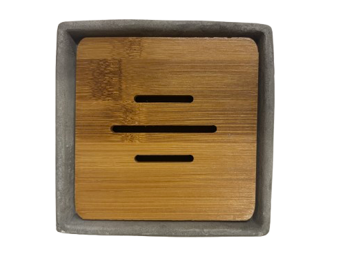 Porte savon carré bambou et ciment