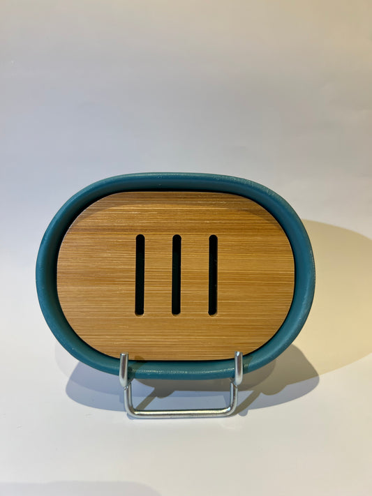 Porte savon Céramique et Bambou - Bleu