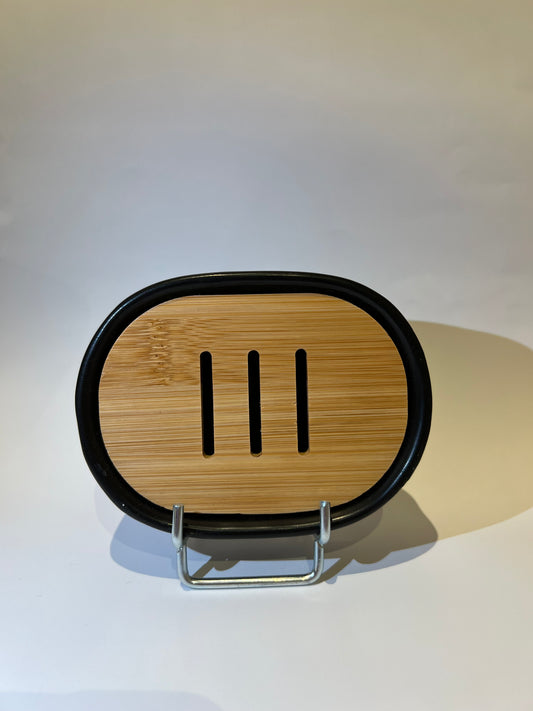 Porte savon Céramique et Bambou - Noir