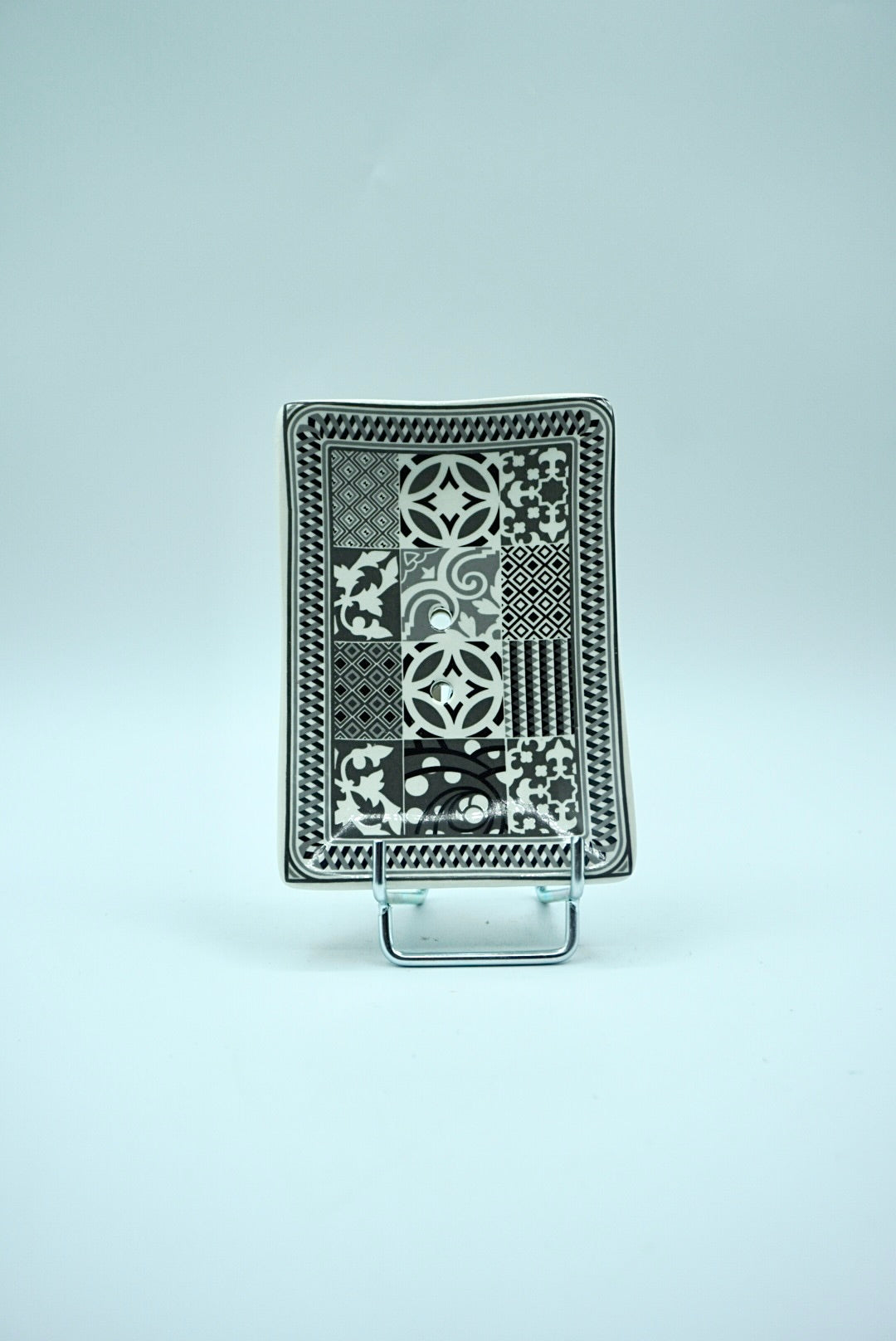Porte Savon Céramique Rectangle Noir-Gris
