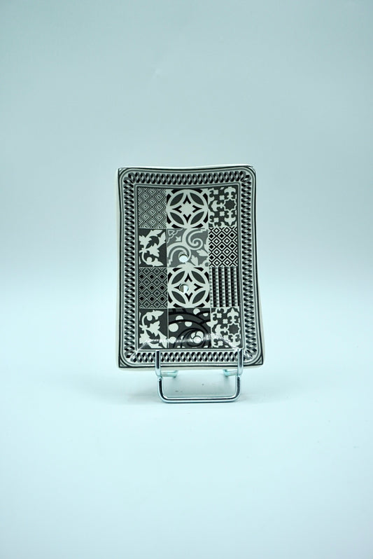 Porte Savon Céramique Rectangle Noir-Gris