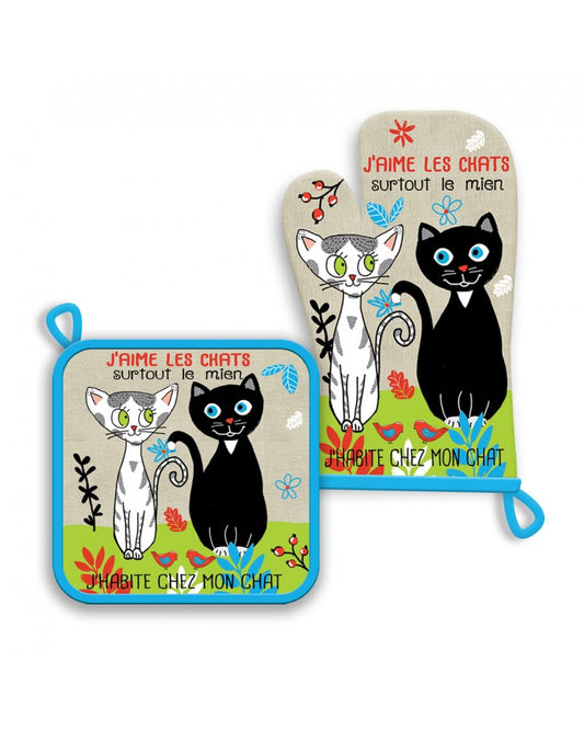 Set Gant et Manique - J'AIME LES CHATS